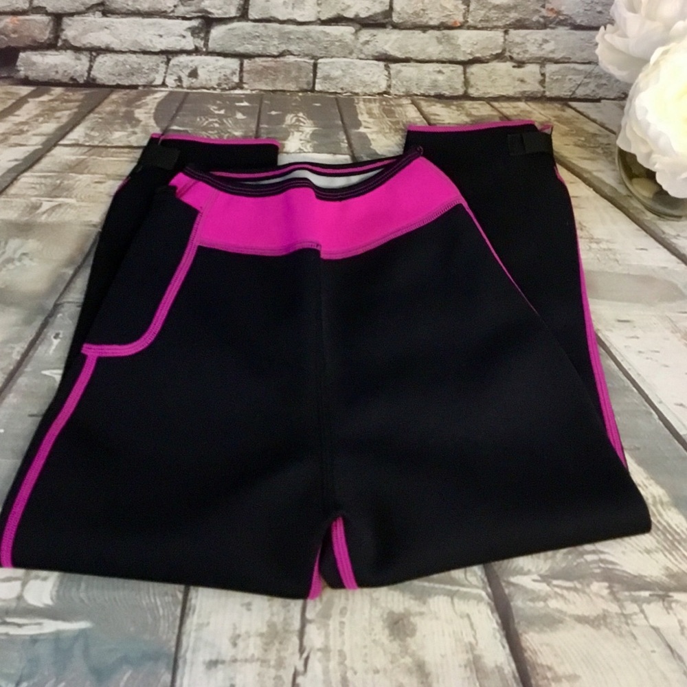 Delfin Anti Cellulite Capri Sweatpants Black Pink